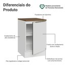 Ver imagem 3 de Balcão Cozinha 50x60cm 1 Port Branco Tampo Rustic Lux Madesa Branco/Branco Veludo/Rustic