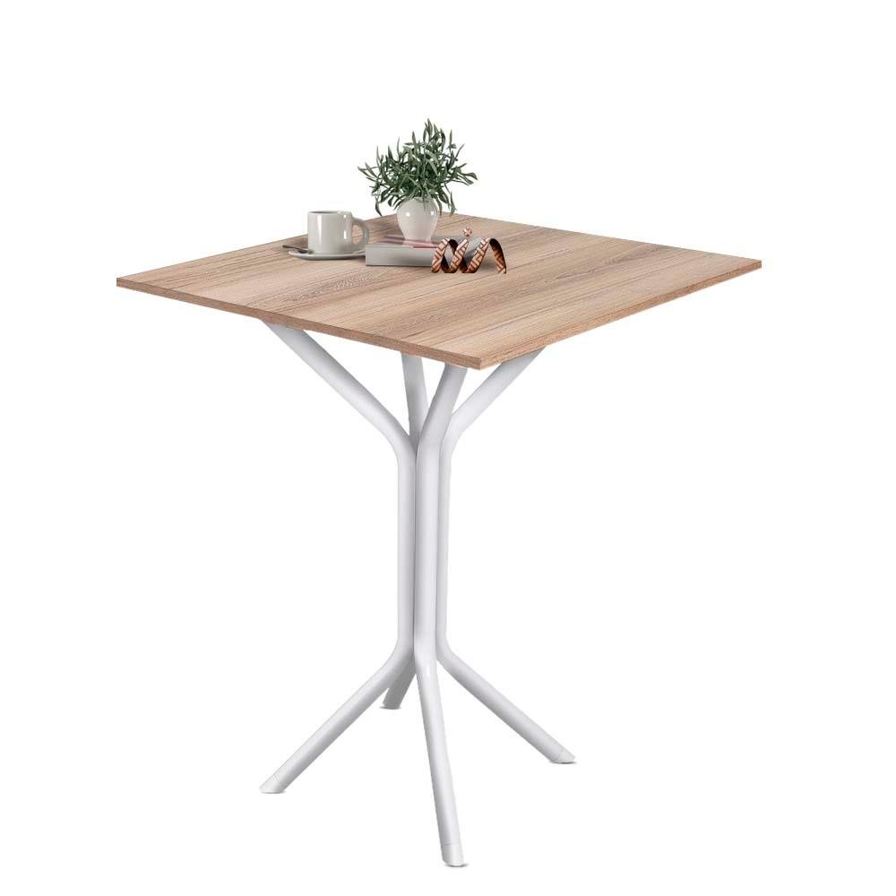 Mesa de Jantar Quadrada Aço 4 Lugares 68cm Branco Carvalho Ciplafe - 2