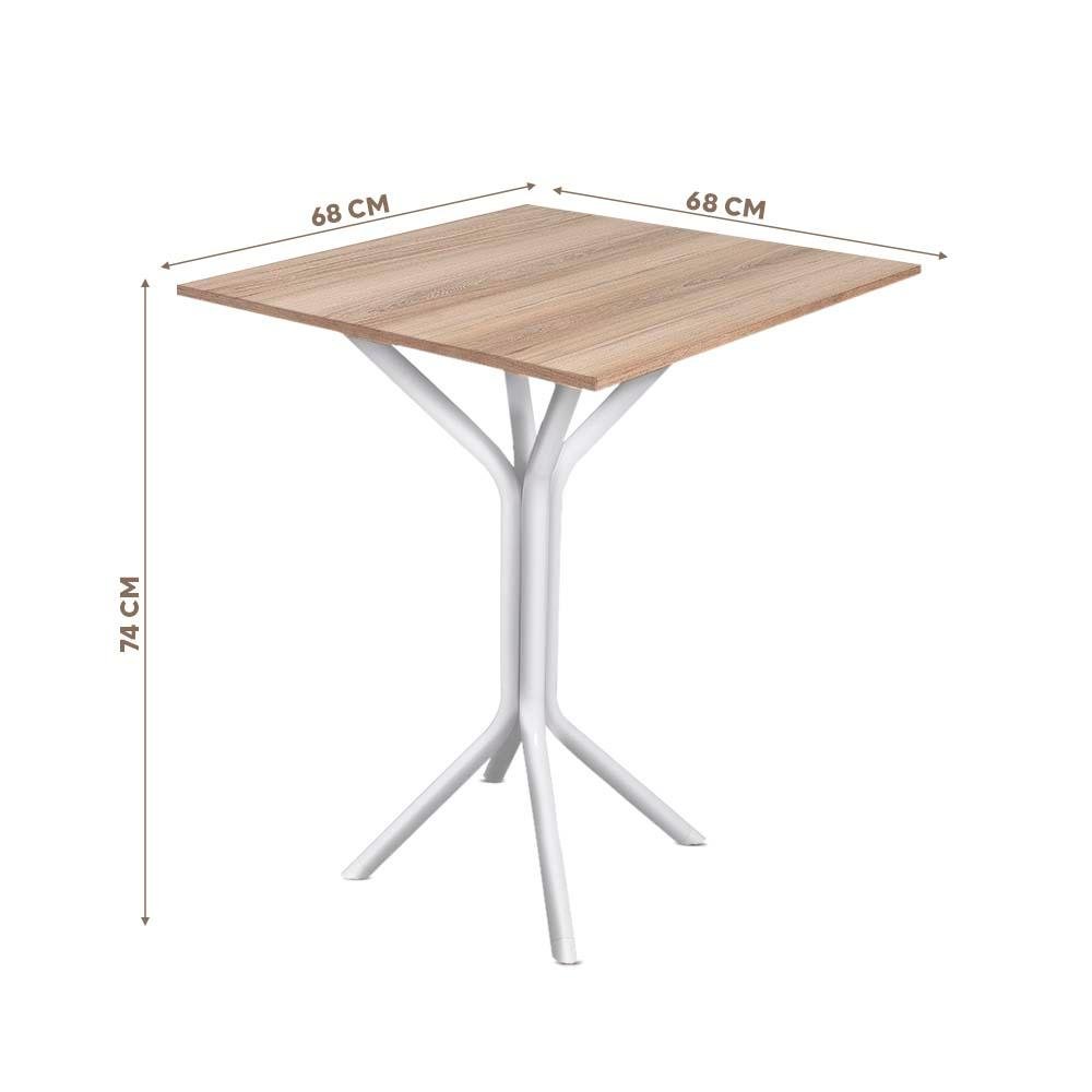 Mesa de Jantar Quadrada Aço 4 Lugares 68cm Branco Carvalho Ciplafe - 4