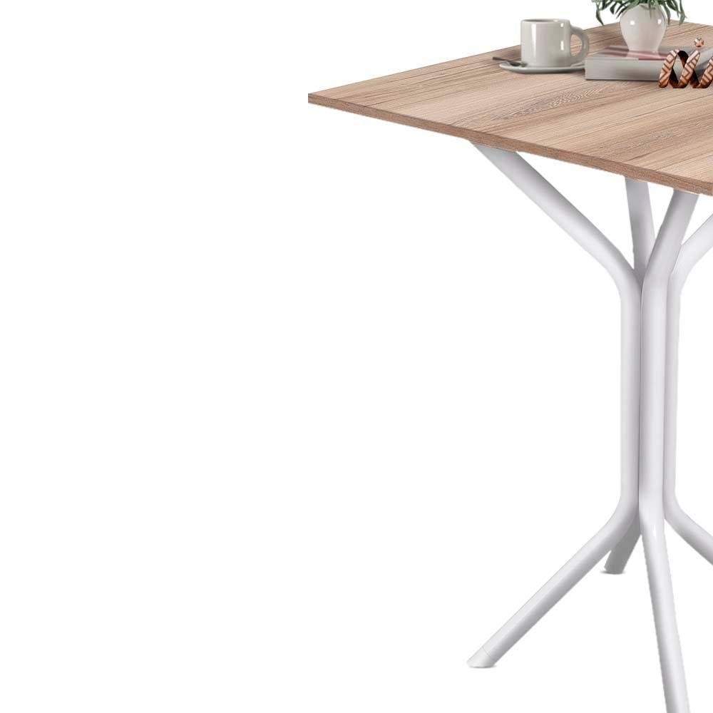 Mesa de Jantar Quadrada Aço 4 Lugares 68cm Branco Carvalho Ciplafe - 3