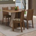 Ver imagem 1 de Conjunto Sala de Jantar Mesa Tampo de Madeira 4 Cadeiras Rustic/crema/bege Marrom Marilyn Madesa