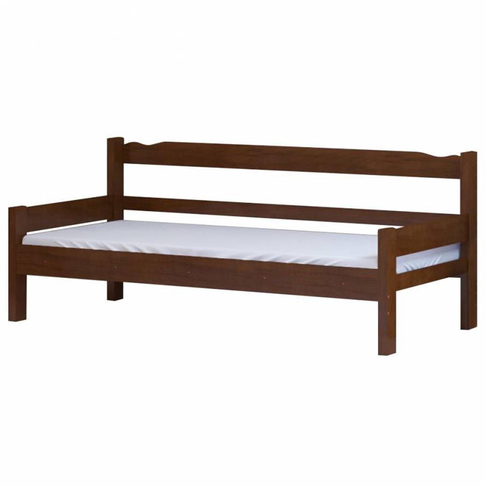 Estofado Cama em Madeira Maciça Castanho - 2