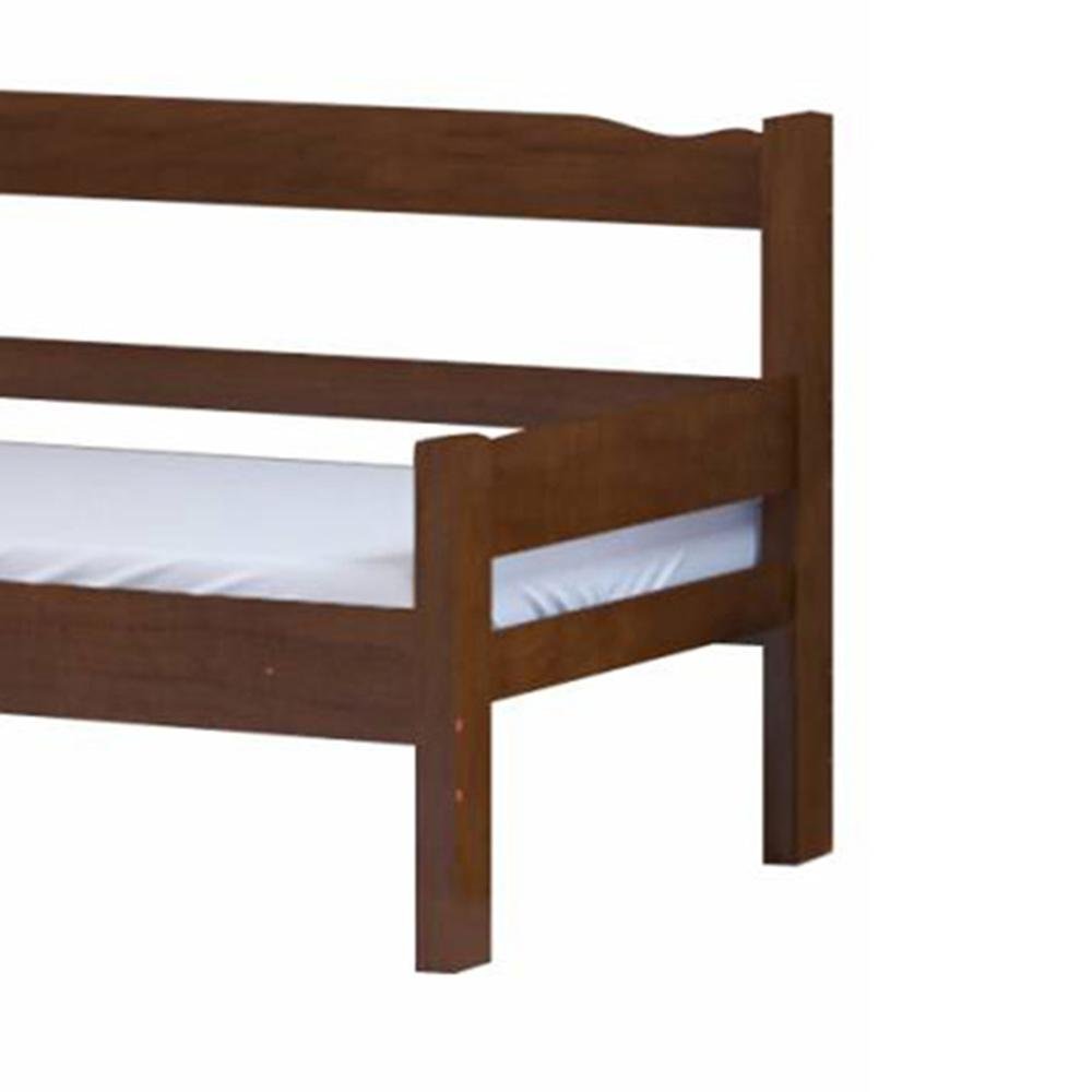 Estofado Cama em Madeira Maciça Castanho - 3