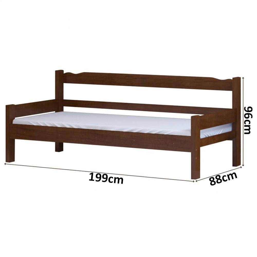 Estofado Cama em Madeira Maciça Castanho - 4