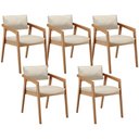 Ver imagem 1 de Kit 05 Cadeiras para Sala de Jantar Estar Living Giorgia L02 Linho Palha - Lyam Decor