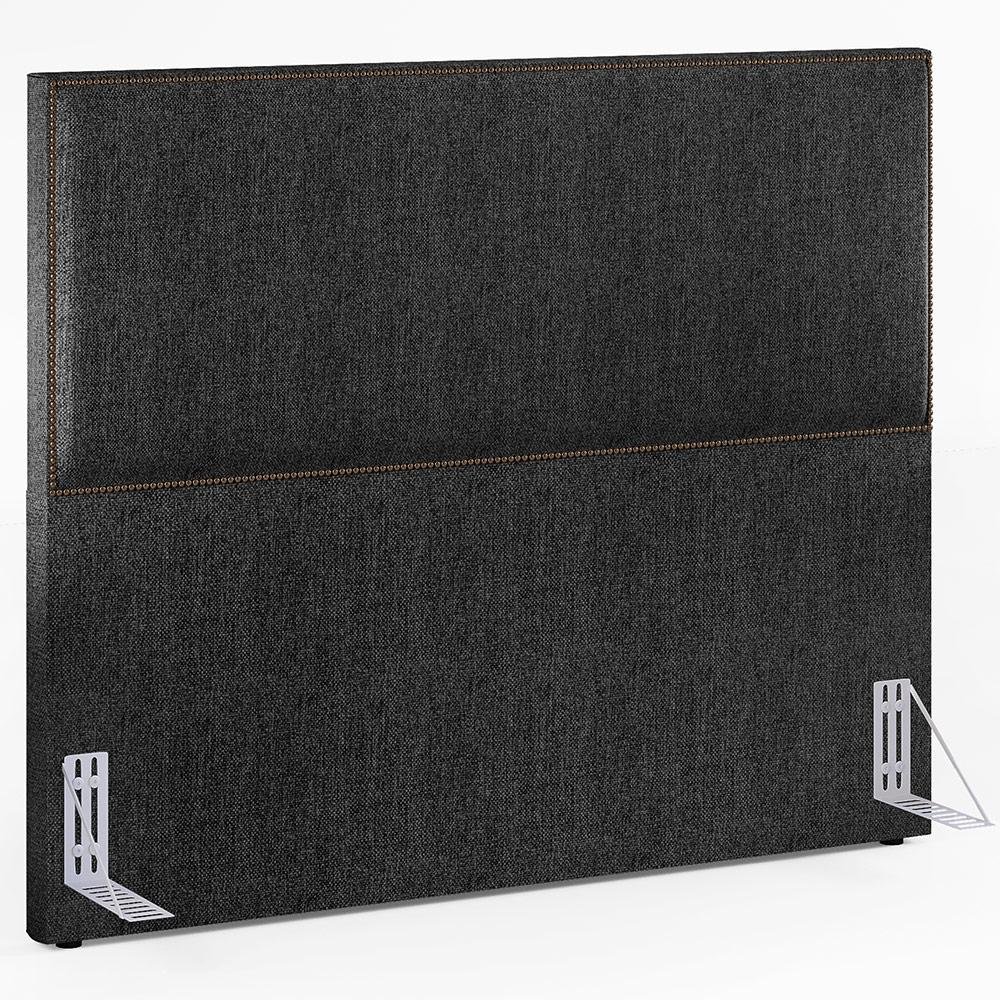 Cabeceira Queen Vicenza 160 cm Linho Chumbo L02 Com 02 Mesas de Cabeceira Work Preto - Lyam Decor - 3