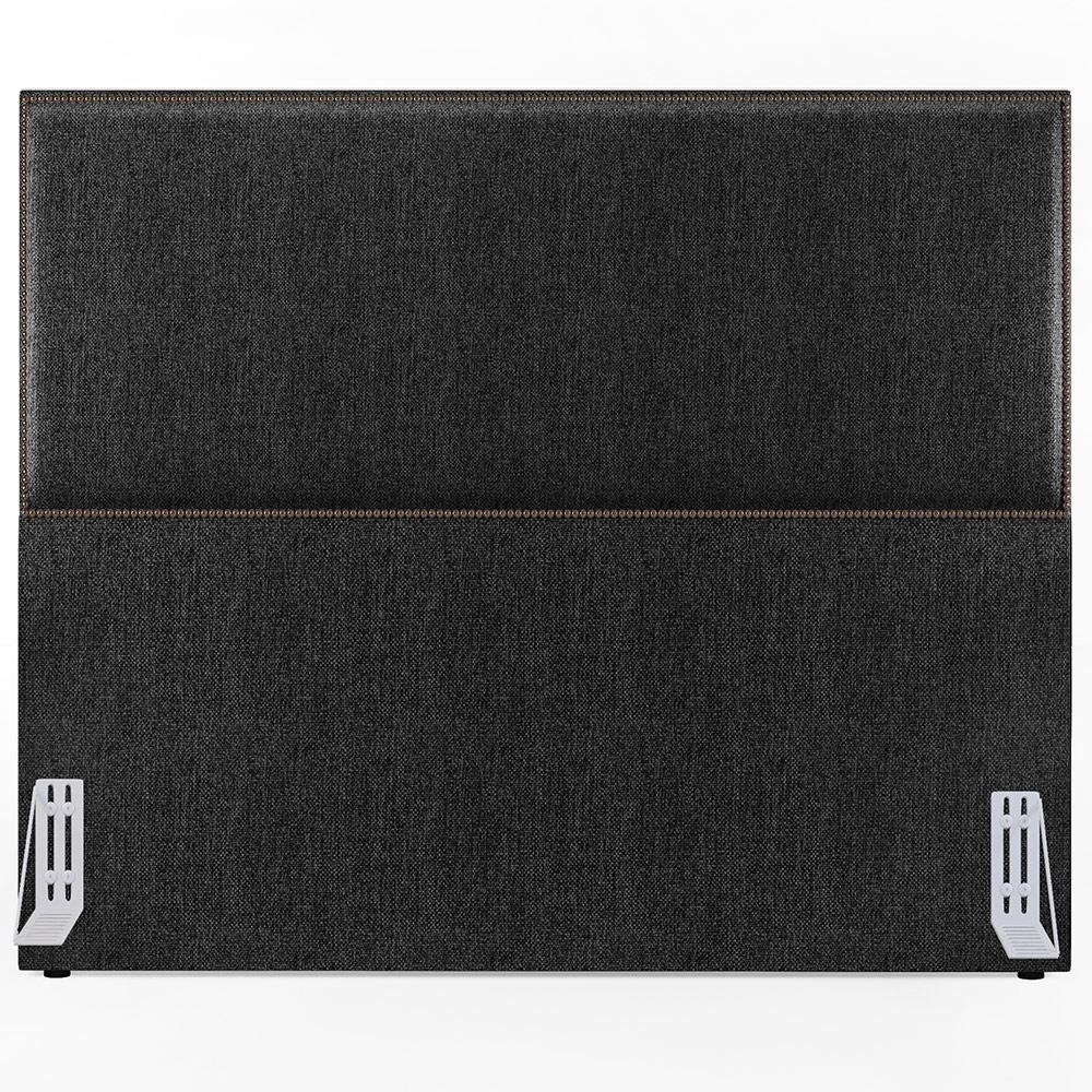 Cabeceira Queen Vicenza 160 cm Linho Chumbo L02 Com 02 Mesas de Cabeceira Work Preto - Lyam Decor - 9