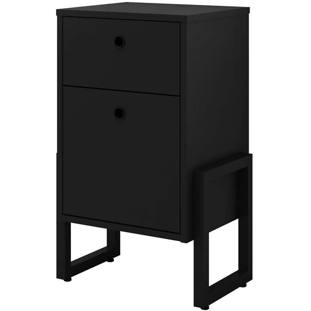 Cabeceira Queen Vicenza 160 cm Linho Chumbo L02 Com 02 Mesas de Cabeceira Work Preto - Lyam Decor - 4