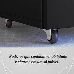 Armário Bancada de Cozinha 2 Portas com Mesa Retrátil Duo Preto - 6