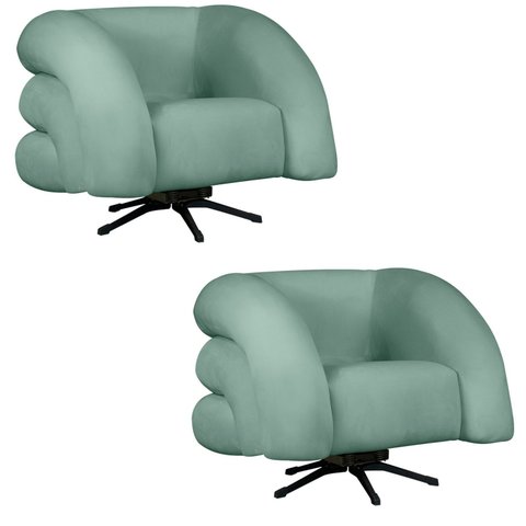 Kit 2 Poltrona Decorativa Micheli Giratória e Balanço Veludo
