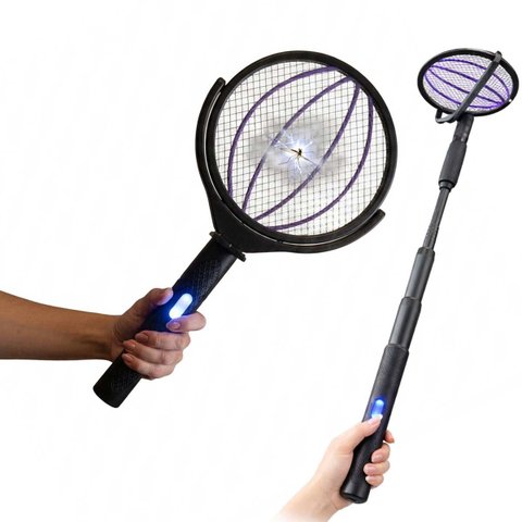 Raquete Eletrica Mata Mosquito Luz Uv Pernilongo Mosca Inseto Repelente Bastao Recarregavel Parede M