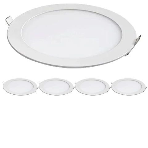Kit 5 Painel Led Redondo Embutir 12w 3000k Bivolt Foxlux