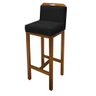 Kit 07 Banqueta Alta Com Encosto Simon Cozinha Balcão Bistrô Base Madeira Castanho Corino Preto - Ah - 3