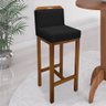 Kit 07 Banqueta Alta Com Encosto Simon Cozinha Balcão Bistrô Base Madeira Castanho Corino Preto - Ah - 2