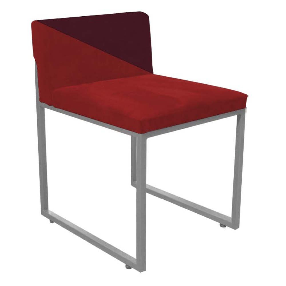Kit 02 Cadeira Office Lee Duo Sala de Jantar Industrial Ferro Prata Suede Vermelho e Bordô - Amey De - 2
