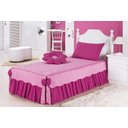 Ver imagem 1 de Colcha Solteiro Mariana Rosa 04 Peças com Flor Decorativa - Rosa