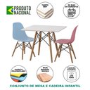 Ver imagem 3 de Conjunto de Mesa Eames Eiffel Madeira Infantil 68cm Quadrado Branco 1 Cadeira Azul 1 Cadeira Rosa