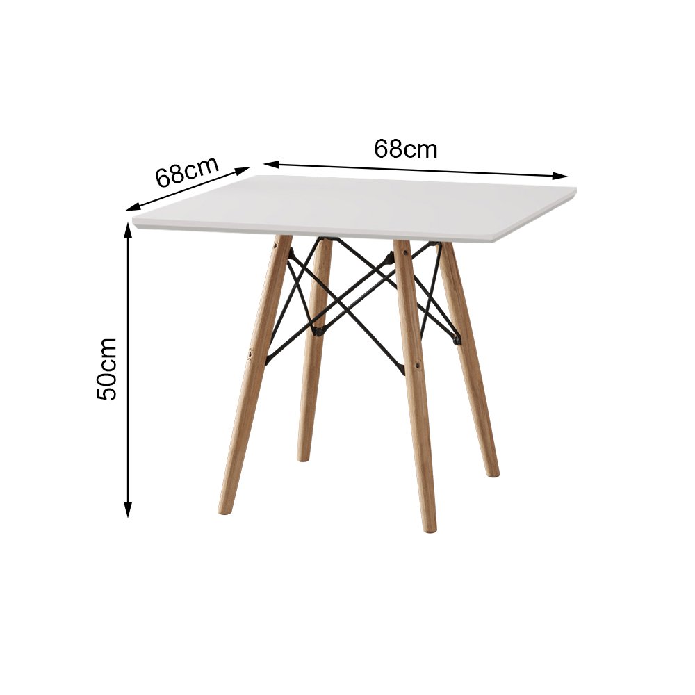 Conjunto de Mesa Eames Eiffel Madeira Infantil 68cm Quadrado Branco 1 Cadeira Azul 1 Cadeira Rosa - 5