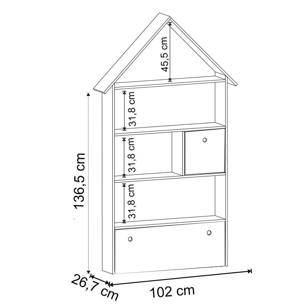 Estante Infantil Organizadora Casinha Com Nichos E Gavetas Branco D Rossi MadeiraMadeira