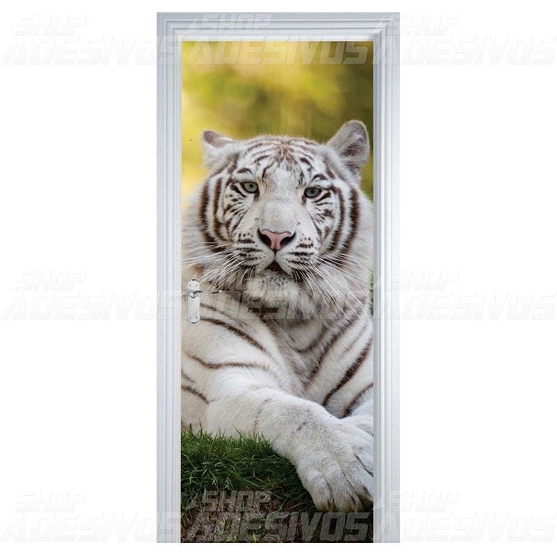 Adesivo Para Box De Banheiro 3d Tigre Branco Largura Total Até