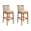 Ver imagem 2 de Kit 2 Banquetas Alta Cozinha Gourmet Estofada Suede:Suede Bege