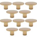 Ver imagem 1 de Kit 10 Puxadores 206 Naico Ponto Redondo Dourado para Móveis Armários e Gavetas