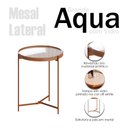 Ver imagem 4 de Mesa Lateral Ambiente Aqua Grande com Vidro Off White Cobre - Imcal
