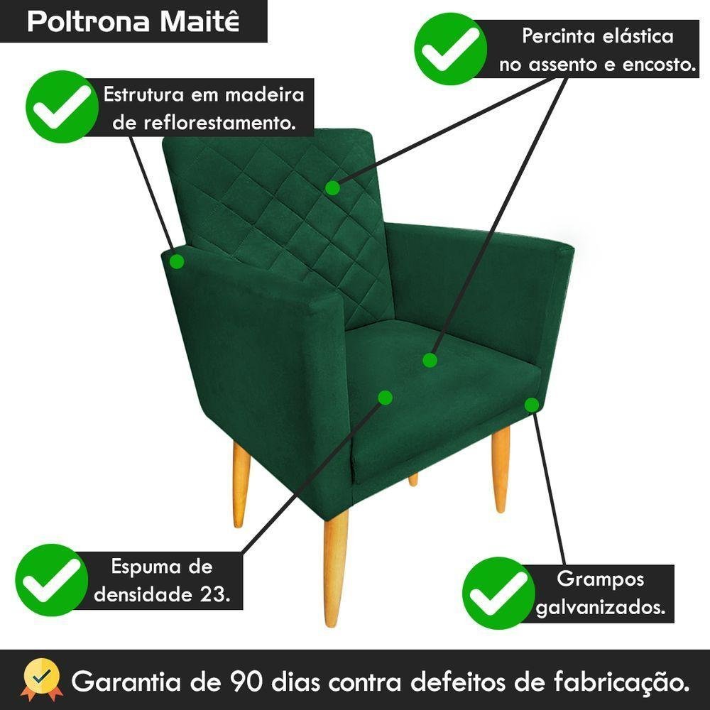 Kit 02 Poltronas Maitê Suede Verde - 2