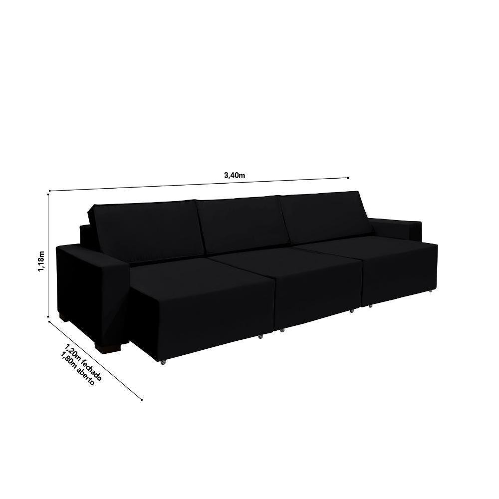 Sofá Dallas 3,40m-preto - 3