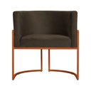 Ver imagem 3 de Poltrona Decorativa Luana Veludo Marrom Base Bronze - Fm