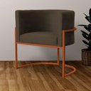 Ver imagem 5 de Poltrona Decorativa Luana Veludo Marrom Base Bronze - Fm