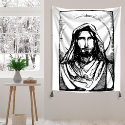 Tapeçaria de Parede Jesus Drawing Único - 1