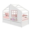 Ver imagem 6 de Cama Casinha com Janela e 02 Gavetas Madeira Maciça Branco/ Rosa Housin