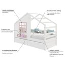 Ver imagem 5 de Cama Casinha com Janela e 02 Gavetas Madeira Maciça Branco/ Rosa Housin