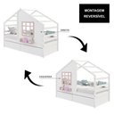 Ver imagem 2 de Cama Casinha com Janela e 02 Gavetas Madeira Maciça Branco/ Rosa Housin