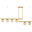 Ver imagem 1 de Luminária Pendente Lustre Jabuticaba Moon Dourado com Bolas Globos Esferas Âmbar Moderno Luxo Inl108