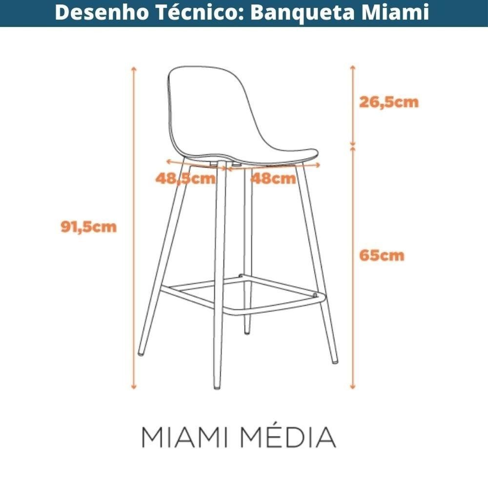 Kit 4 Banquetas Médias Miami Abi Fratini 91,50 Cm (altura) Polipropileno Terracota Base Aço - 5