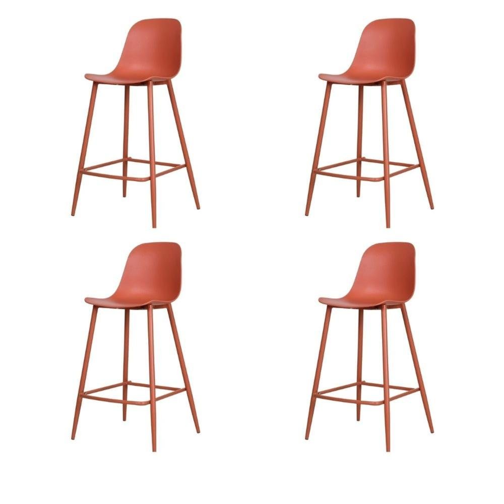 Kit 4 Banquetas Médias Miami Abi Fratini 91,50 Cm (altura) Polipropileno Terracota Base Aço - 1