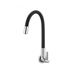 TORNEIRA FLEXÍVEL DE METAL PAREDE COZINHA COR PRETA - 2