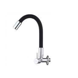 TORNEIRA FLEXÍVEL DE METAL PAREDE COZINHA COR PRETA - 1