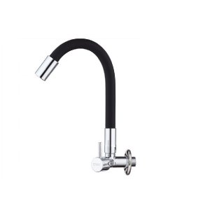 TORNEIRA FLEXÍVEL DE METAL PAREDE COZINHA COR PRETA