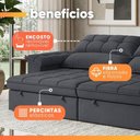 Ver imagem 4 de Sofá Retrátil e Reclinável 4 Lugares 2,50m Monique Cinza