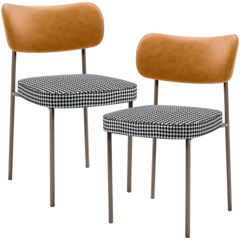 Kit 02 Cadeiras Decorativa Sala de Jantar Melina Base Arena L02 Couríssimo Whisky Pied Poule - Lyam