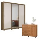 Ver imagem 1 de Cômoda Flora e Guarda Roupa Casal Residence Amêndola Off White com Pés - Demóbile