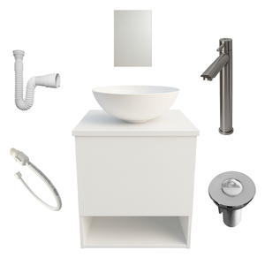 Conjunto Banheiro Gabinete Suspenso Cuba Torneira Cromada Engate Valvula Sifao Completo