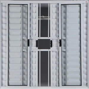 Janela Veneziana de Alumínio 6 Folhas 1,00 x 2,00 com Grade Cor Branco Linha All Modular