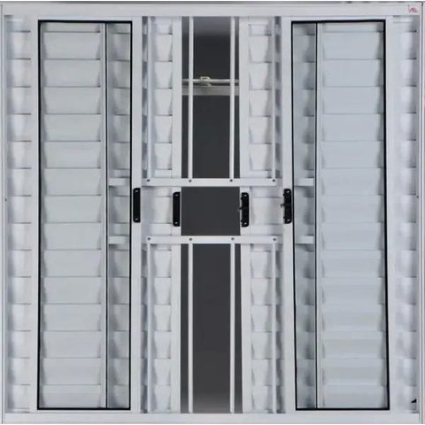 Janela Veneziana de Alumínio 6 Folhas 1,00 x 2,00 com Grade Cor Branco Linha All Modular