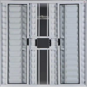 Janela Veneziana de Alumínio 6 Folhas 1,00 x 1,50 com Grade Cor Branco Linha All Modular