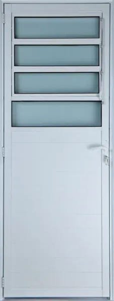 Porta de Alumínio Lambril Basculante Cor Branco 210 x 80 Direita Vidro Mini Boreal Linha All