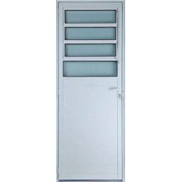 Porta de Alumínio Lambril Basculante Cor Branco 210 x 80 Direita Vidro Mini Boreal Linha All - 1